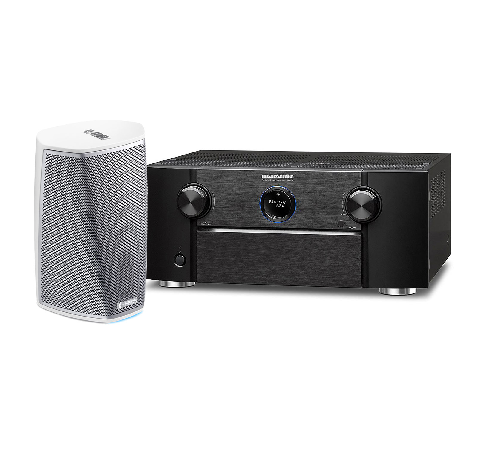 Marantz SR7011 AV Receiver w/ HEOS 1 HS2 White Sound System Kit
