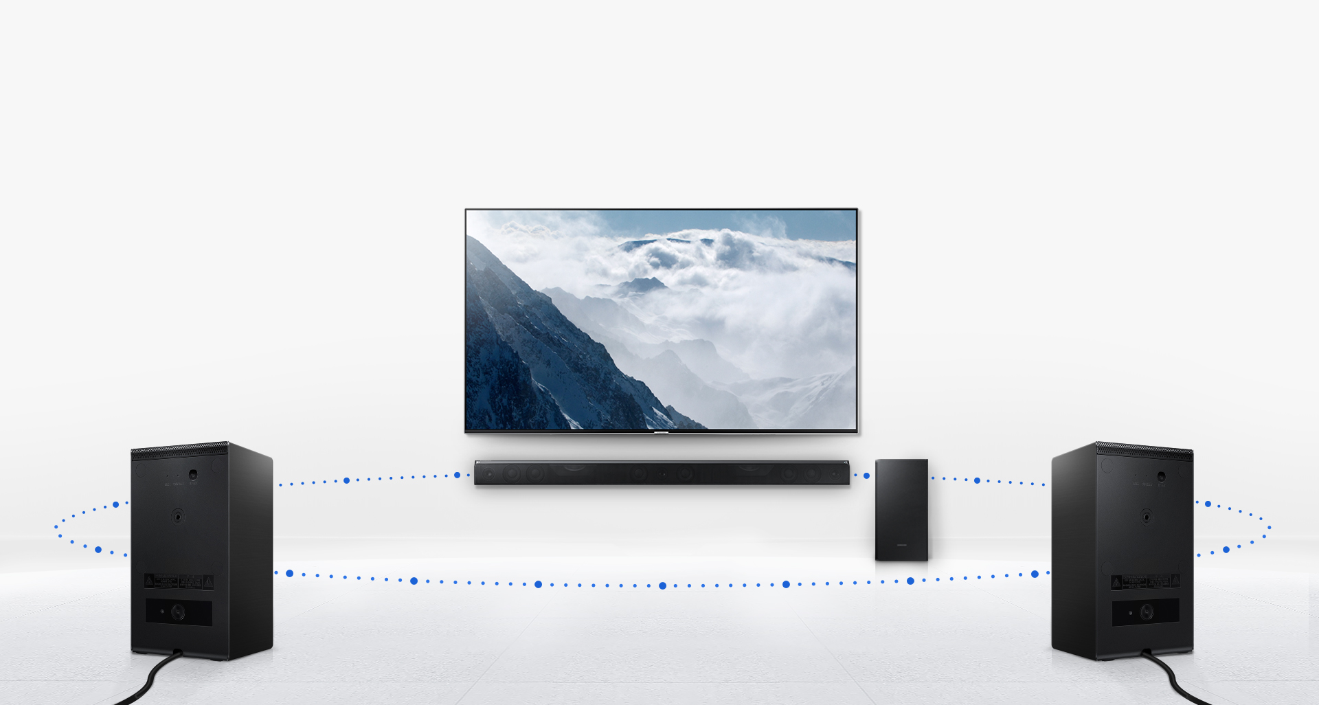 Image of HW-K950 connected to wireless surround speakers
