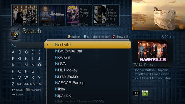 Search your schedule or streaming apps for shows.