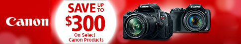 Save up to $300 on Select Canon Cameras and Lenses