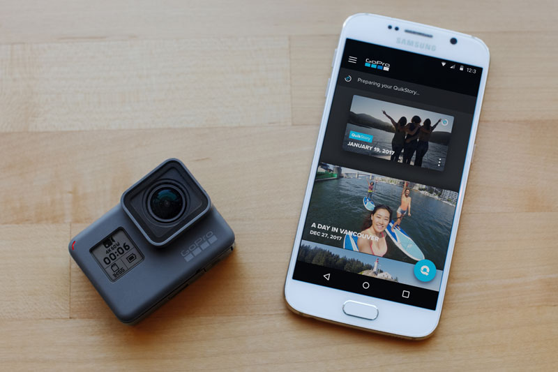 Image of GoPro HERO6 Black with smartphone